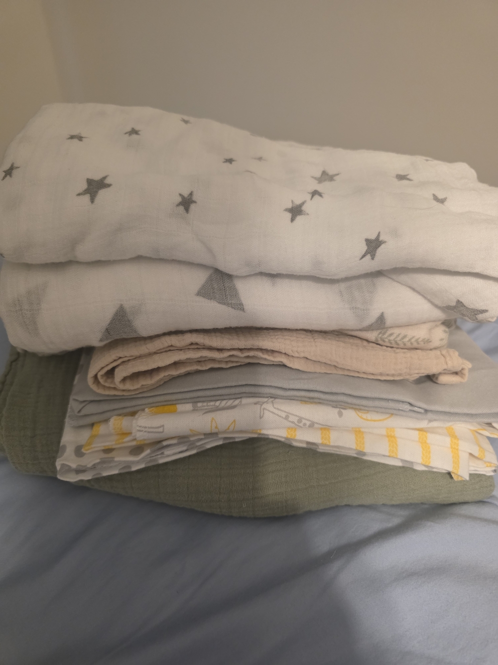 Soft Recieving Blanket Muslin Star & Neutral - White, Gray, Beige, Olive